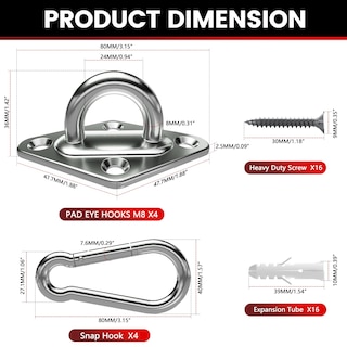 Foto 4 | Foto 4 | Juego De Ganchos Para Techo Sprookber Hechas De Acero Inoxidable 304 Con Anillas Y Ganchos De Cierre - Venta Internacional.