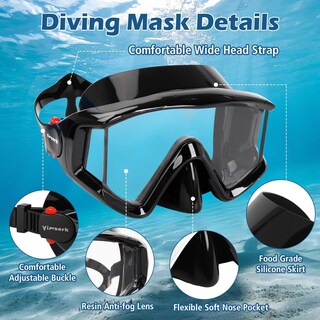 Foto 3 | Foto 3 | Set De Equipo De Esnórquel Yimserk Con Máscara Panorámica De 180° Para Adultos - Venta Internacional.