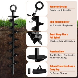 Foto 3 | Foto 3 | Paquete De 4 Anclajes De Tornillo En Espiral Para Suelo En Color Negro - Venta Internacional.