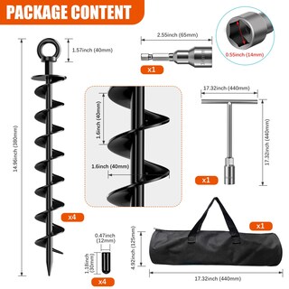 Foto 6 | Foto 6 | Paquete De 4 Anclajes De Tornillo En Espiral Para Suelo En Color Negro - Venta Internacional.