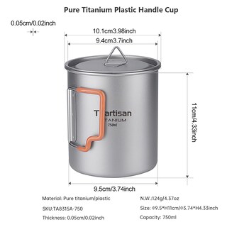 Foto 2 | Foto 2 | Taza De Titanio Ti Artisan 750 Ml Para Camping Y Café - Venta Internacional.