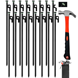 Foto 1 | Foto 1 | Juego De Estacas Para Tienda Con Martillo Tialero 16 Piezas De Alta Resistencia 40 Cm - Venta Internacional.