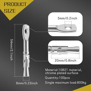 Foto 2 | Foto 2 | Anclaje De Expansión Aokansha 100 Piezas Perno Ojo Con Alambre Galvanizado - Venta Internacional.