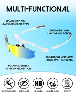 Foto 2 | Foto 2 | Gafas De Sol Para Ciclismo Hurdilen Polarizadas Uv400 Con 5 Lentes Intercambiables Unisex - Venta Internacional.