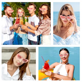 Foto 4 | Foto 4 | Lentes De Sol Corazón Rosa Bouiexye Uv400 Paquete De 10 - Venta Internacional.