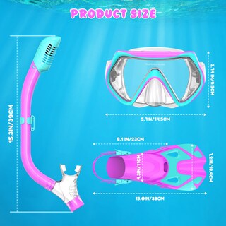 Foto 5 | Foto 5 | Equipo De Snorkel Forshine Para Niños: Máscara Aletas Y Tubo Seco - Venta Internacional.
