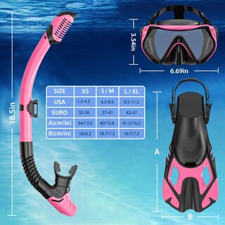 Foto 5 | Foto 5 | Equipo De Snorkel 3 En 1 Para Adultos Con Máscara Aletas Y Tubo De Respiración - Venta Internacional.