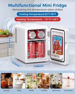 Foto 2 | Foto 2 | Mini Refrigerador Eléctrico 4l/6 Latas Enfriador Y Calentador Blanco - Venta Internacional.