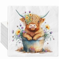 Servilletas De Papel Con Diseño De Vaca Highland 80 Piezas 2 Capas 16.5x16.5 Cm - Venta Internacional.