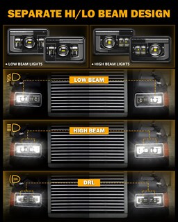 Foto 2 | Foto 2 | Faros Led Auxbeam 4x6 Con Luz Diurna (drl) Y Haz Alto/bajo Homologados Dot Para Camiones - Venta Internacional.