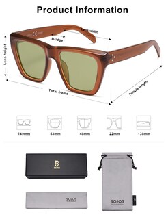 Foto 5 | Foto 5 | Gafas De Sol Sojos De Moda Sobredimensionadas Con Forma Cuadrada Y Ojos De Gato Sj2179 - Venta Internacional.