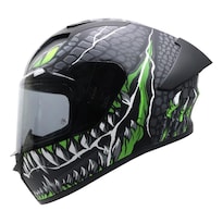 Casco Smk Stellar Sport Negro Verde Mate Taotei Gl268 Mica Humo L Cerrado Negro