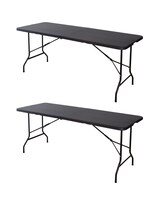 Set 2 Mesas Plegables Negras 180 Cm Tipo Portafolio Para Exterior Loomber