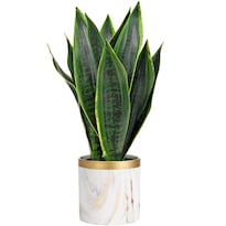 Planta De Serpiente Artificial Briful 41 Cm Con Maceta Cerámica Blanca - Venta Internacional.