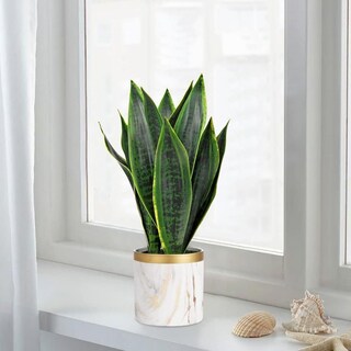 Foto 4 | Foto 4 | Planta De Serpiente Artificial Briful 41 Cm Con Maceta Cerámica Blanca - Venta Internacional.