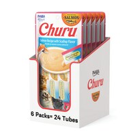 Snacks Para Gatos Inaba Churu Sabor Salmón Y Vieira 24 Tubos - Venta Internacional.