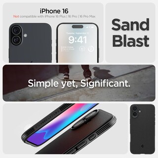 Foto 2 | Foto 2 | Funda Para Iphone 16 Spigen Essential Sand Blast Negra Mate - Venta Internacional.