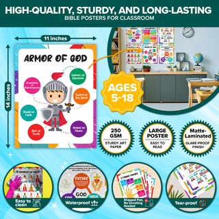 Foto 2 | Foto 2 | 15 Carteles Bíblicos Para Niños Para Aula 28x36 Cm - Venta Internacional.