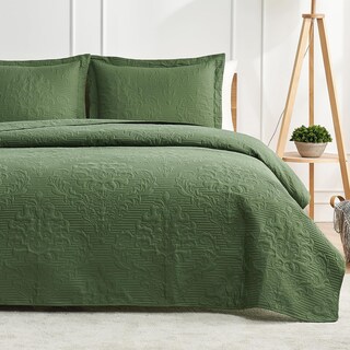 Foto 2 | Foto 2 | Juego De Edredón Hansleep Para Cama Individual En Color Verde Oliva Damask 2 Piezas - Venta Internacional.