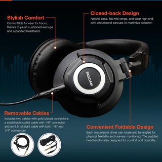 Foto 3 | Foto 3 | Audífonos Tascam Th-07 Para Monitor De Estudio Negro 50 Mm - Venta Internacional.