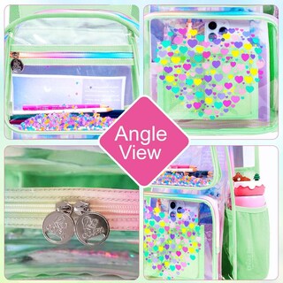 Foto 5 | Foto 5 | Mochila Transparente Agsdon Para Niñas Con Bolsa De Almuerzo Verde Amor 3pcs - Venta Internacional.