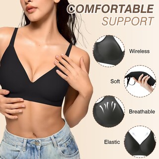 Foto 3 | Foto 3 | Sujetador Inalámbrico Push Up Sin Costuras Greoay Con Soporte Total Y Cuello En V - Venta Internacional.