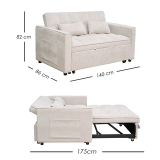 Foto 2 | Foto 2 | Sofá Cama Beige 2 En 1 Ilios Innova Diseño Moderno Multifuncional Con Ruedas Bolsillos Laterales Y Cojines