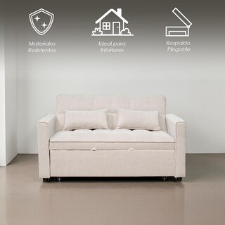 Foto 3 | Foto 3 | Sofá Cama Beige 2 En 1 Ilios Innova Diseño Moderno Multifuncional Con Ruedas Bolsillos Laterales Y Cojines