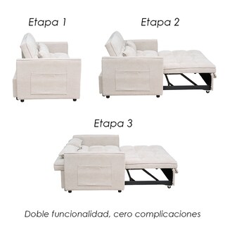 Foto 6 | Foto 6 | Sofá Cama Beige 2 En 1 Ilios Innova Diseño Moderno Multifuncional Con Ruedas Bolsillos Laterales Y Cojines
