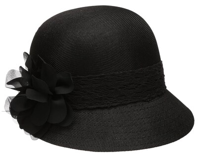 Foto 1 | Foto 1 | Gorro Cloche Epoch Gatsby De Lino Con Banda De Encaje Y Flor Negro - Venta Internacional.