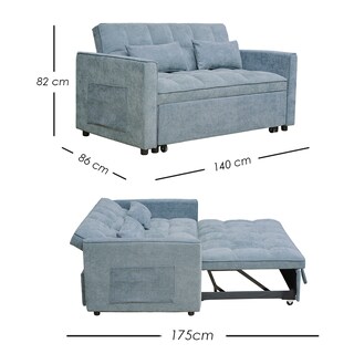 Foto 2 | Foto 2 | Sofá Cama Azul 2 En 1 Ilios Innova Diseño Moderno Multifuncional Con Ruedas Bolsillos Laterales Y Cojines