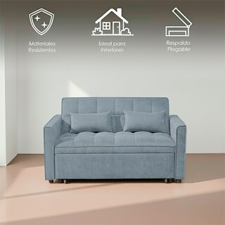 Foto 3 | Foto 3 | Sofá Cama Azul 2 En 1 Ilios Innova Diseño Moderno Multifuncional Con Ruedas Bolsillos Laterales Y Cojines
