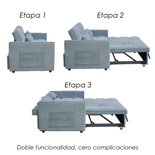 Foto 6 | Foto 6 | Sofá Cama Azul 2 En 1 Ilios Innova Diseño Moderno Multifuncional Con Ruedas Bolsillos Laterales Y Cojines