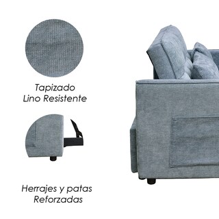 Foto 7 | Foto 7 | Sofá Cama Azul 2 En 1 Ilios Innova Diseño Moderno Multifuncional Con Ruedas Bolsillos Laterales Y Cojines