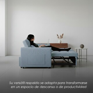 Foto 8 | Foto 8 | Sofá Cama Azul 2 En 1 Ilios Innova Diseño Moderno Multifuncional Con Ruedas Bolsillos Laterales Y Cojines