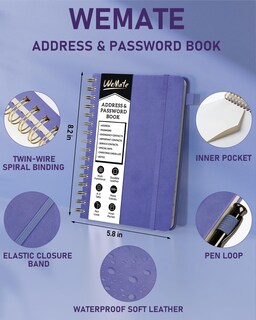 Foto 6 | Foto 6 | Agenda Telefónica Wemate Con Pestañas Alfabéticas En Espiral Cuero Púrpura - Venta Internacional.