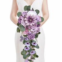 Ramos De Novia Serwalin Con Dalia Morada Altura 25 Cm - Venta Internacional.