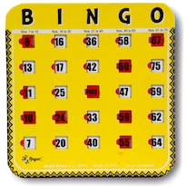 Cartones De Bingo Regal En Paquete De 8 Con Ventanas Deslizantes Color Amarillo - Venta Internacional.