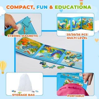 Foto 2 | Foto 2 | Rompecabezas Magnéticos De Dinosaurios Para Niños De 3 A 5 Años Con Bolsa De Almacenamiento Mingkids - Venta Internacional.
