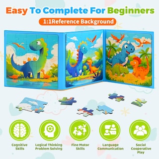 Foto 4 | Foto 4 | Rompecabezas Magnéticos De Dinosaurios Para Niños De 3 A 5 Años Con Bolsa De Almacenamiento Mingkids - Venta Internacional.