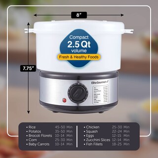Foto 6 | Foto 6 | Vaporera Eléctrica Compacta Mini Para Alimentos Y Verduras Elite Gourmet Est250 2.5l - Venta Internacional.