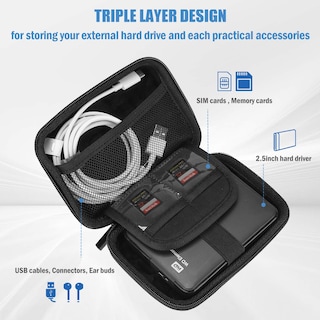 Foto 3 | Foto 3 | Funda De Disco Duro Procase Para Canvio Basics Wd Elements De 1 A 4 Tb - Venta Internacional.