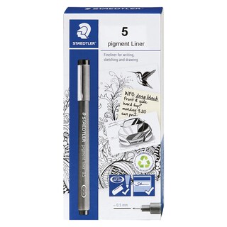 Foto 1 | Foto 1 | Bolígrafo Fineliner Staedtler Pigment Liner 0.5 Mm Negro (x5) - Venta Internacional.