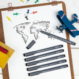 Foto 6 | Foto 6 | Bolígrafo Fineliner Staedtler Pigment Liner 0.5 Mm Negro (x5) - Venta Internacional.