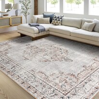 Alfombra De Área Bohemia Lavable 6x9 Pies Para Sala De Estar En Gris - Venta Internacional.