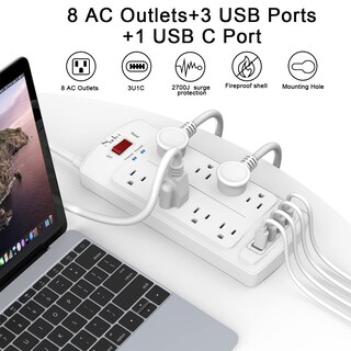 Foto 2 | Foto 2 | Regleta Protectora Contra Sobretensiones Nuetsa 8 Enchufes 4 Puertos Usb 2.5 M - Venta Internacional.