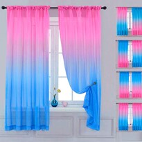 Cortinas Yancorp Voile 2 Paneles 213 Cm De Largo Lino Rosa Azul - Venta Internacional.
