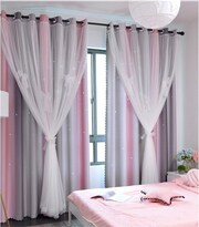 Cortinas Yancorp Para Dormitorio De Niñas Habitación Infantil 160 X 160 Cm Rosa Y Gris - Venta Internacional.