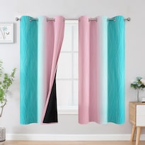 Cortinas Estelar Textiler Blackout Rosa Y Verde Azulado Para Sala 107x160 Cm - Venta Internacional.
