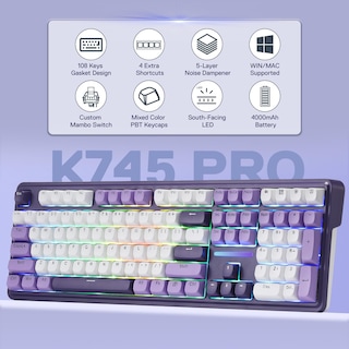 Foto 2 | Foto 2 | Teclado Para Videojuegos Redragon K745 Pro Inalámbrico Con Sistema Gasket Rgb - Venta Internacional.